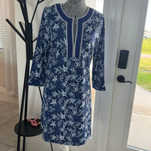 Cabana Life Blue and White Floral Coverup Dress - Picture 3 of 13